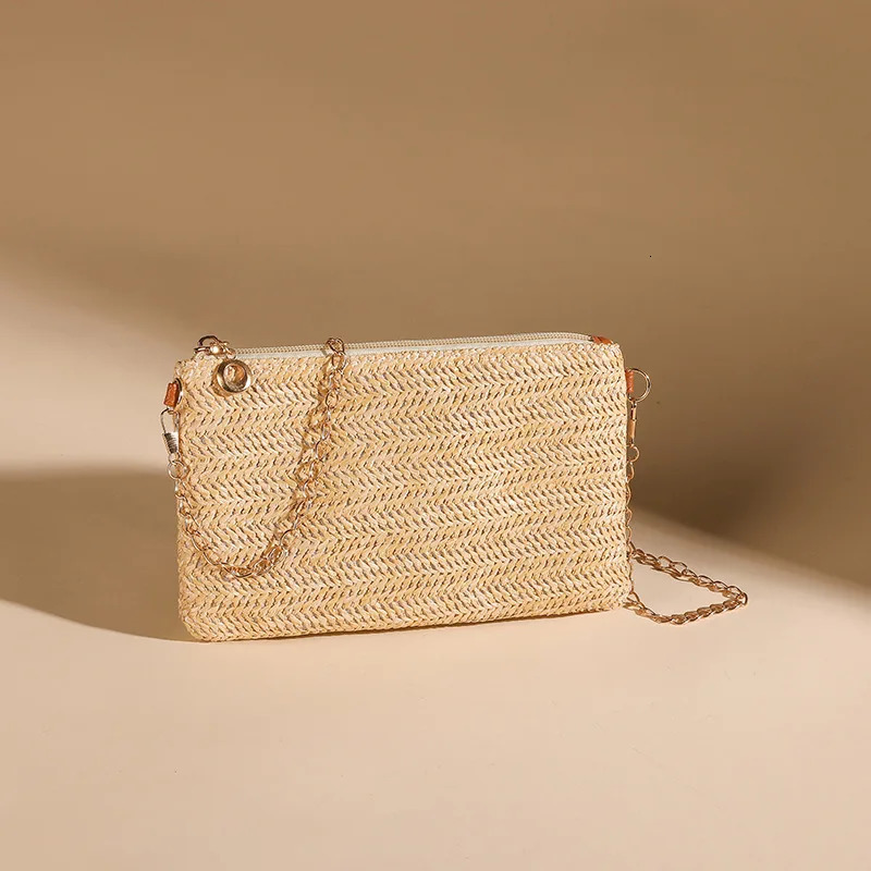 Summer Casual Chain Strap Crossbody Bags For Daily Used Simple n Straw Shoulder Bag Women Ladies Handbags Day Clutch 250801