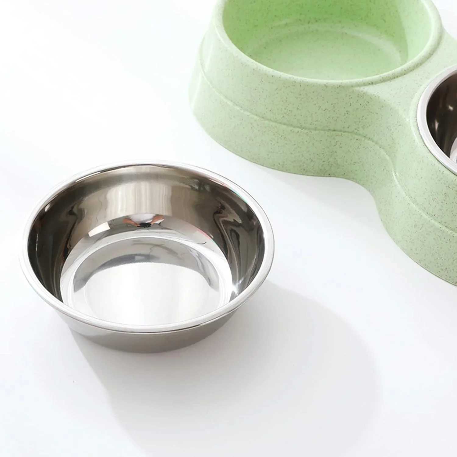 Double Pet Bowls Dog Food Water Feeder Stainless Steel Pet Drinking Dish Feeder Cat Puppy Feeding Supplies Small Dog Accessories Y250806