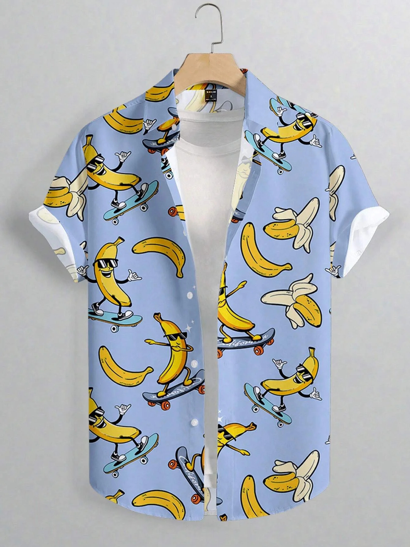 Mens Shirt Lapel Party Casual Street Short Sleeve Summer Fashion Banana Animation 3D Print Tops Clothing 250807