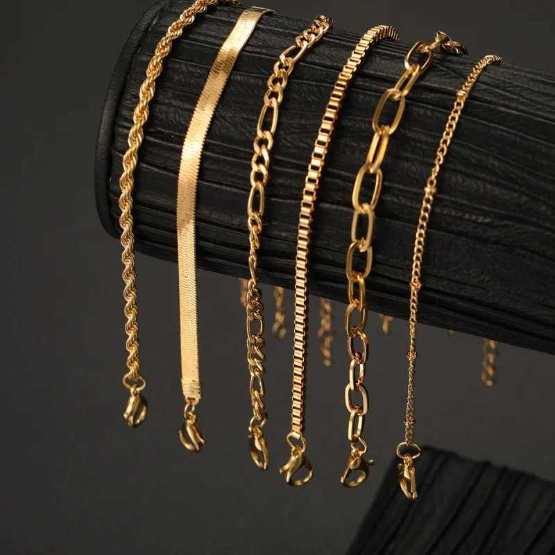 Classic Snake Chain Bracelets for Women Trend Fashion Set of 6 Gold Silver Cuban Trendy Gifts Jewelry W250807