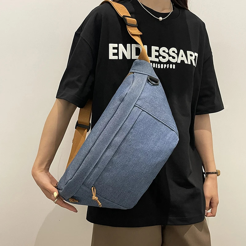 Women Chest Bags Street style Waist Bag Denim Shoulder Bag Unisex Large Capacity Fanny Packs Casual Crossbody Belt Bag 250805