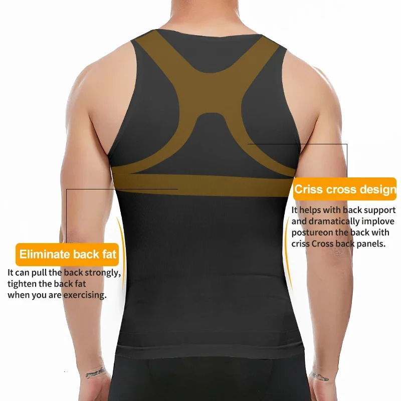 Mens Slimming Body Shaper Shapewear Abs Abdomen Compression Shirt to Hide Gynecomastia Moobs Workout Tank Tops Undershirts 250731