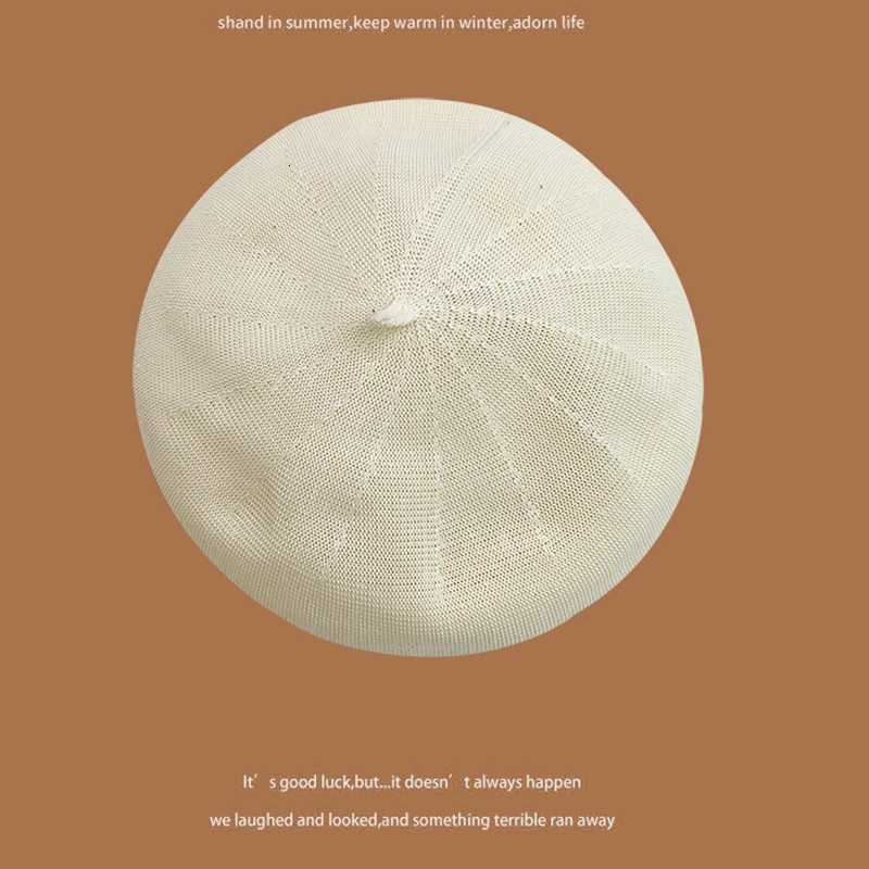 Womens Summer Beret Hat Cotton Breathable Knit Slouchy Beanie Solid Color French Retro Fashion C for Women Casual Outfit XJ250807