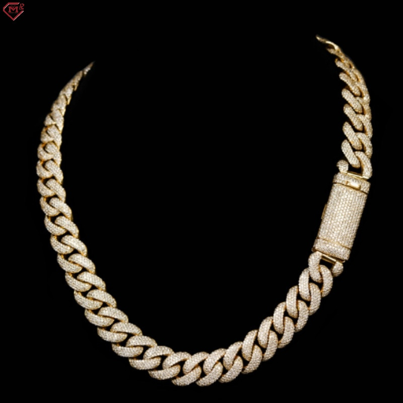 Hip Hop Necklace Cuban Moissanite Chain 16mm Wide VVS Sterling Silver Rapper Moissanite Cuban Chain