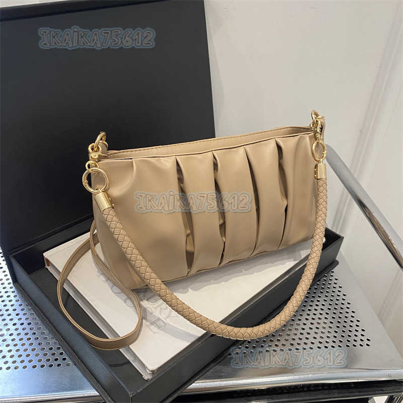 Niche Design Bag for Women 2024 Single Shoulder Crossbody Bag High-quality Texture Pleated Underarm Cloud Bag H250806