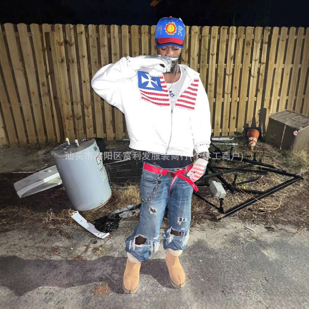 Fashion Summer New American Style Washed Long Sleeve Hooded Shirt Personalized Print Loose Casual Sweatshirt Jacket