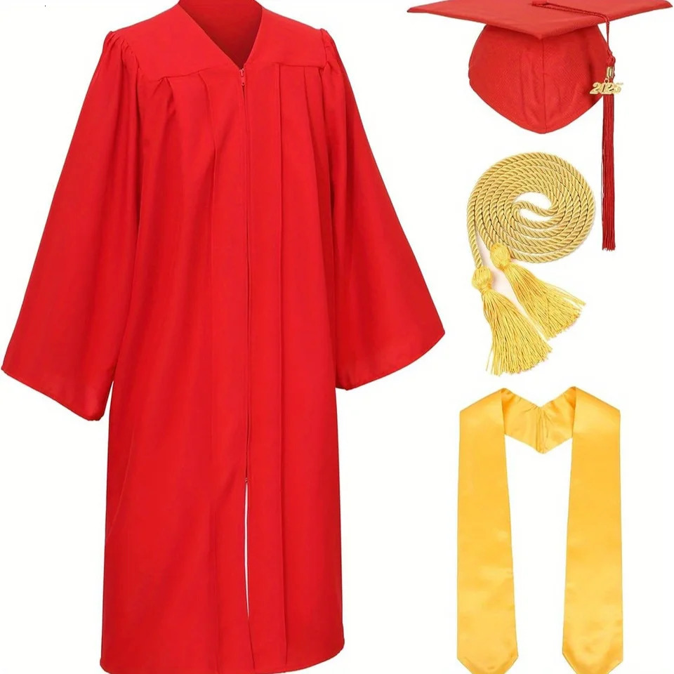 Adult Graduation Gown Hat Tassel Set College Student Bachelors Suit University High School Uniform Robe Costume 250729