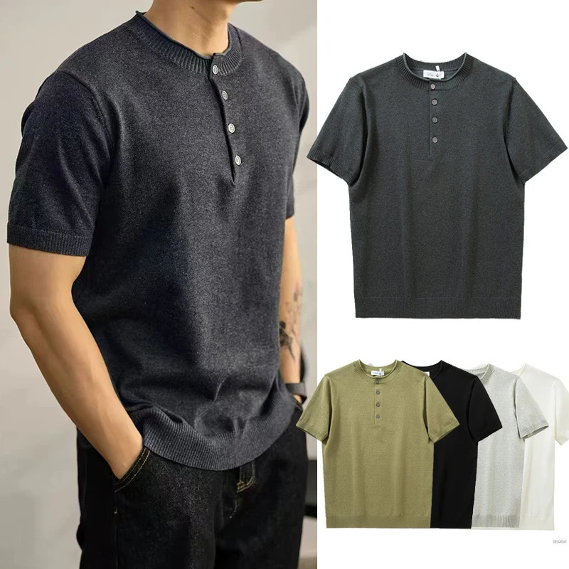 Sweater for Men Pullovers Old Money Man Knitwear Short Sleeve Knit Jumpers Solid Cotton High End Casual Vintage Sweaters 250804