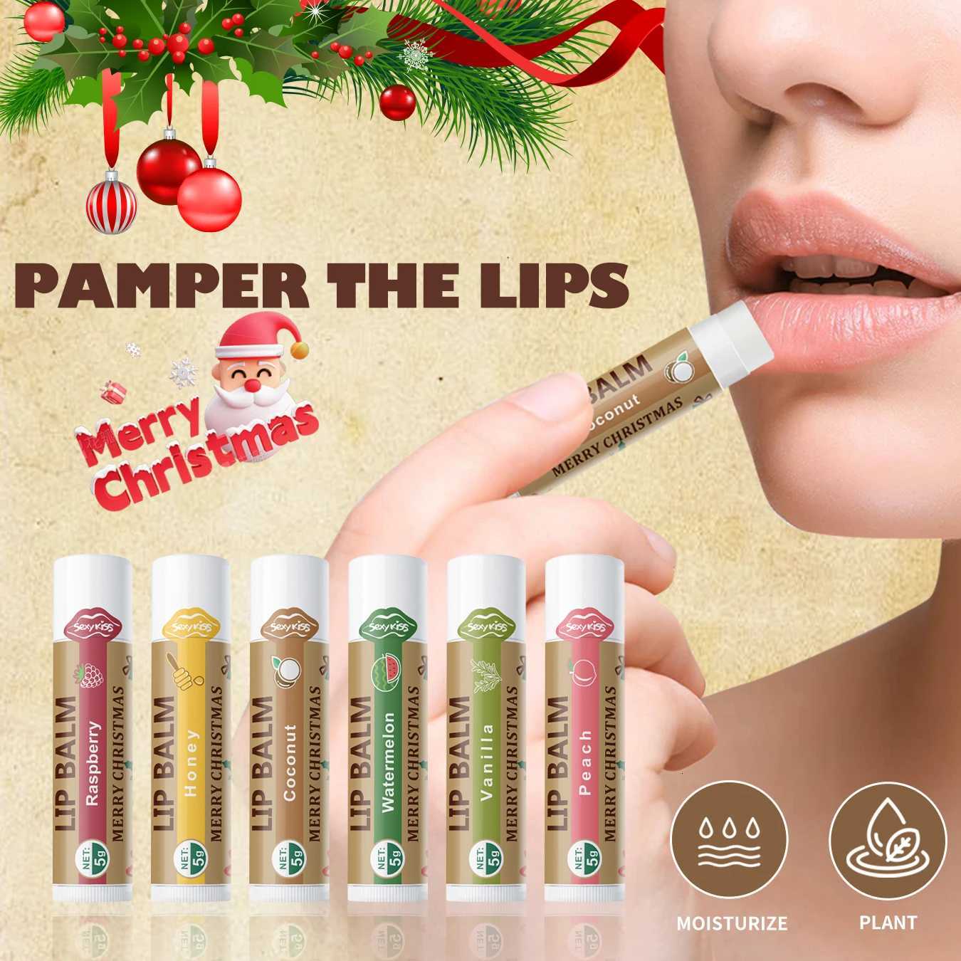 Christmas gift 6PCS/box lip balm set shiny and moisturizing softening dead skin suitable for dry lips a gift for womenXJ250807