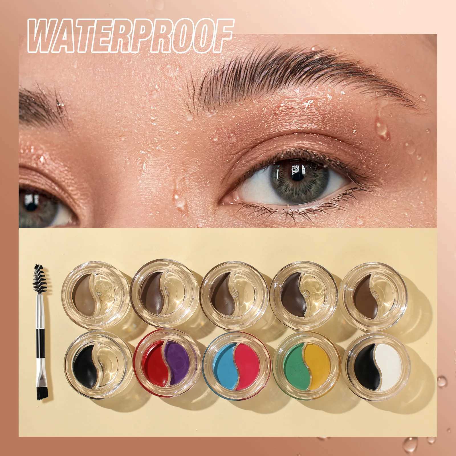 Dual Color Eyebrow Cream 2 in 1 Shaping Tinting Eyebrow Gel 15 Colors Waterproof Long-lasting Non-smudge Cos Makeup Brow Tattoo W250807
