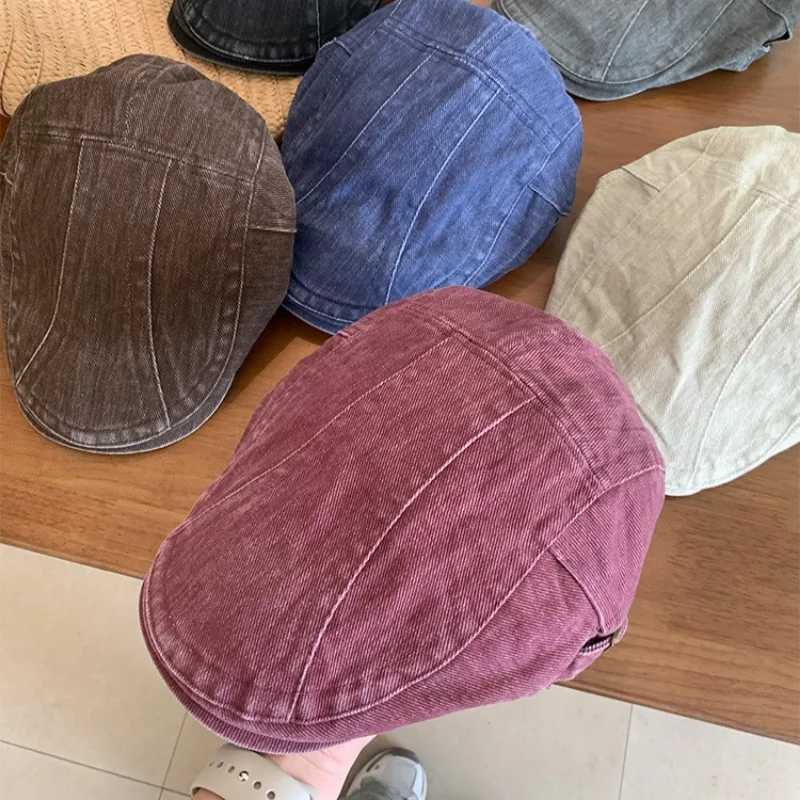 2025 American Retro Brown Washed Old Cowboy Forward Hat Women New Sp Girl Berets Girls Y2k Newsboy Painter Hat Wholesale XJ250807