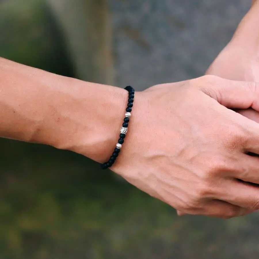 4mm Bracelet for Men Viking Rice Beads Bracelet Natural Lava Tiger Eye Red Howlite Stone Bracelet Leisure Accessories W250807