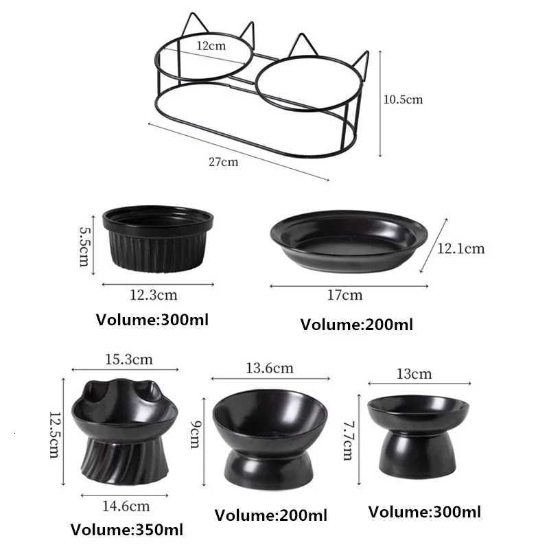 New Ceramic Pet Bowl Wooden Anti Overturning Pet Dogs Cats Food Water Feeder Multiple Styles Cat Bowl Pet Supplies Accessories Y250806