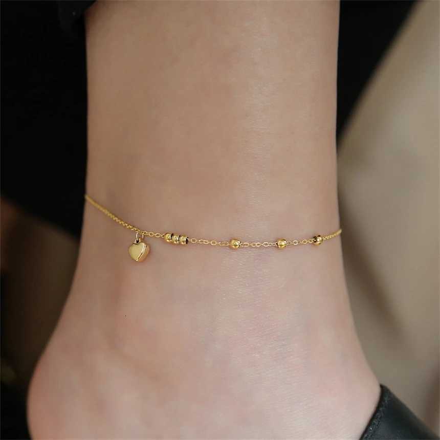 316L Stainless Steel Simplicity Mini Heart Shaped Bead Anklet Ladies Fashion Trend High Jewelry Beach Accessorie SAB1281 Y250805