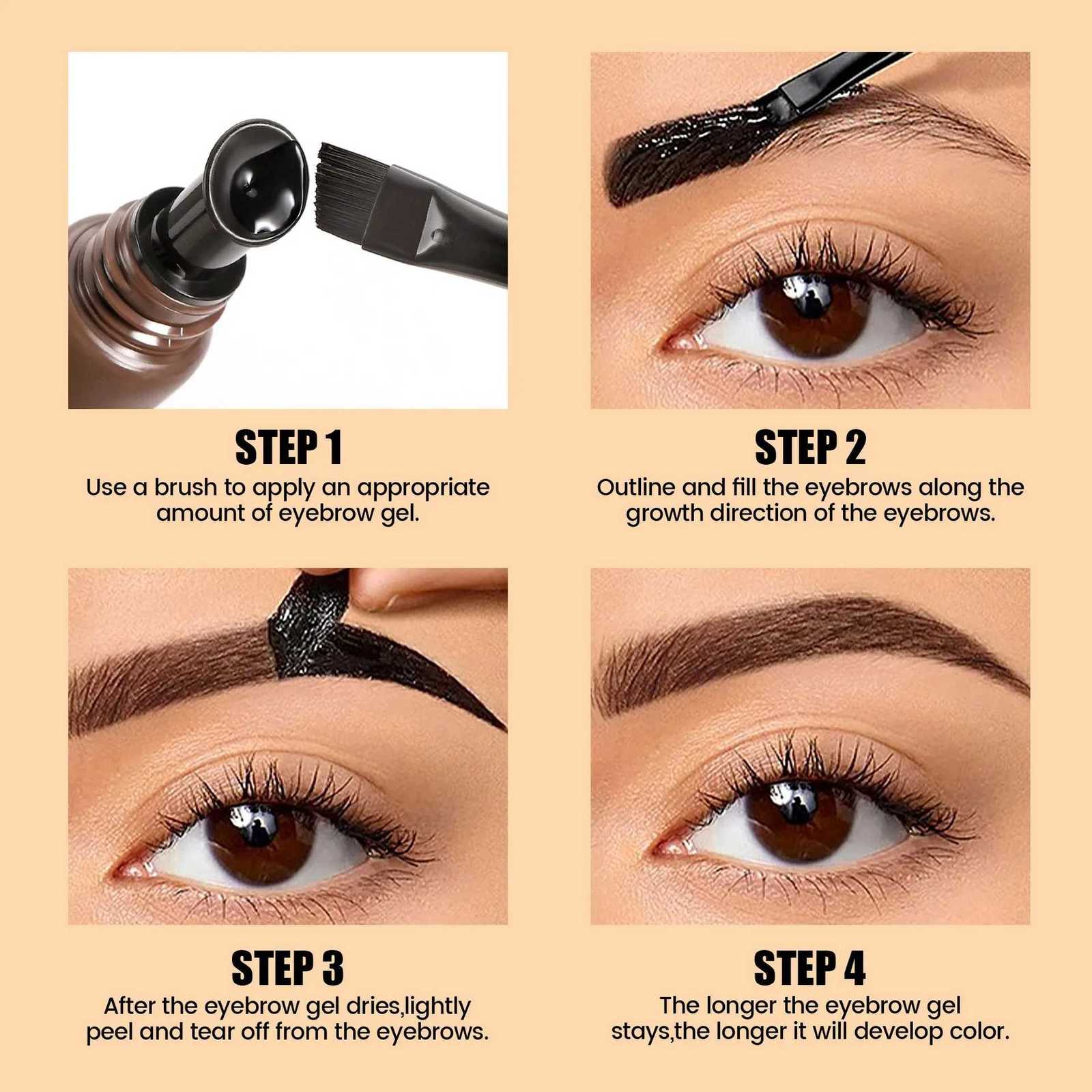 Eyebrow Gel Peel Off Natural Tinting Tattoo Waterproof Long Lasting Brown Eye Cream Coloring Eyebrow Glue Quick Dry Brow Makeup W250807