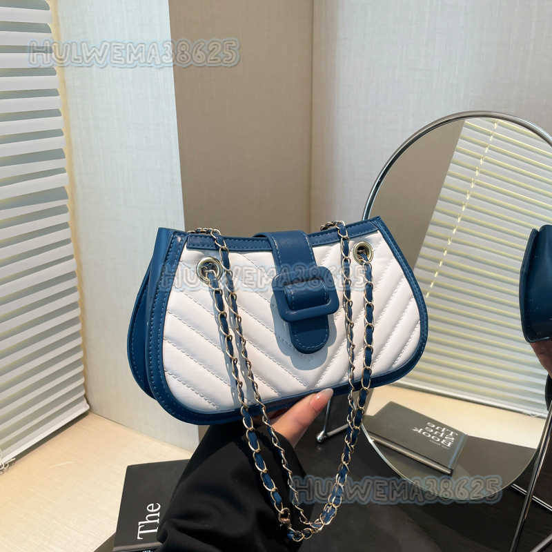 Gentle Fashion Texture Patchwork Chain Shoulder Bag for Women 2025 Spring Summer New Versatile Crossbody Bag Small Square Bag H250806