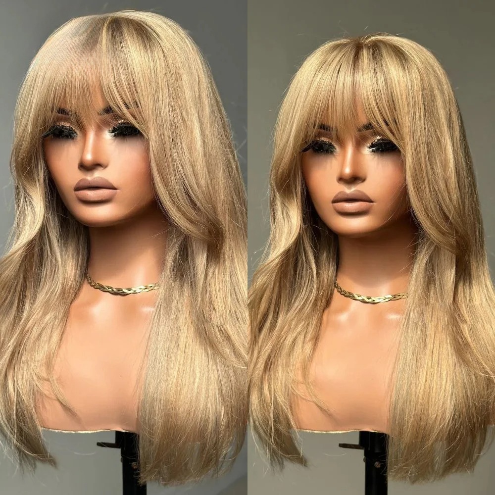 Wear And Go Wig With Layered Bang Glueless Ready To Wear 360 Full lace Human Hair Wigs For Women 13x4 Lace Closure Wig Synthetic