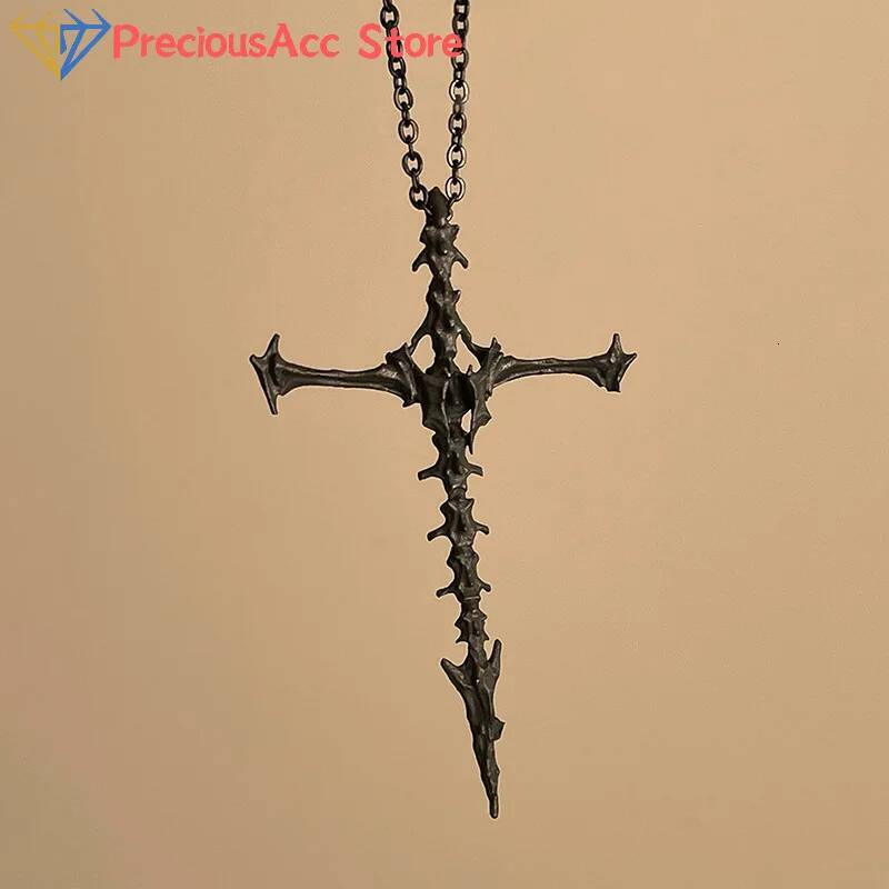New Retro Skeleton Personality Cross Pendant Necklace For Men Women Minimalist Punk Rock Choker Party GothicJewelry Gifts Jewelry for Women