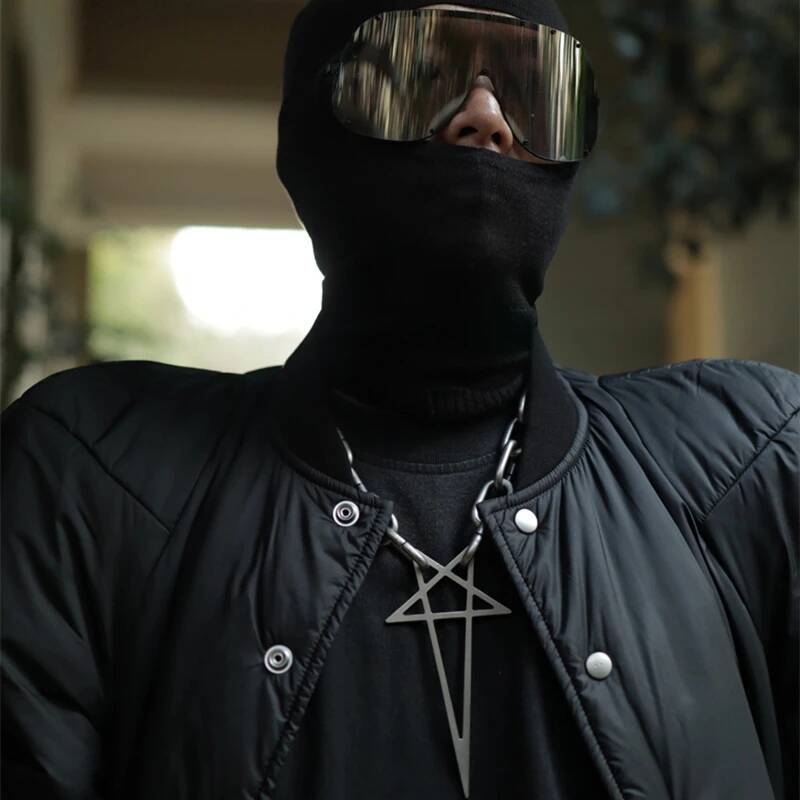 Punk Rock Hip HopTrend Exaggerate Coarse chain Pentacle Pendant Titanium steel Choke Necklace For Women Men Girls Jewelry Jewelry for Women