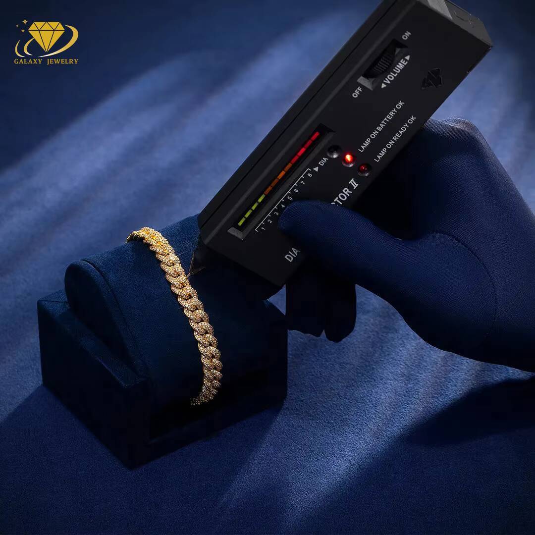 Hot Sale Iced Out 2Rows Miami Cuban Link Prong Chain Pass Tester Sterling Silver 10mm Moissanite Cuban Link Chain Necklace