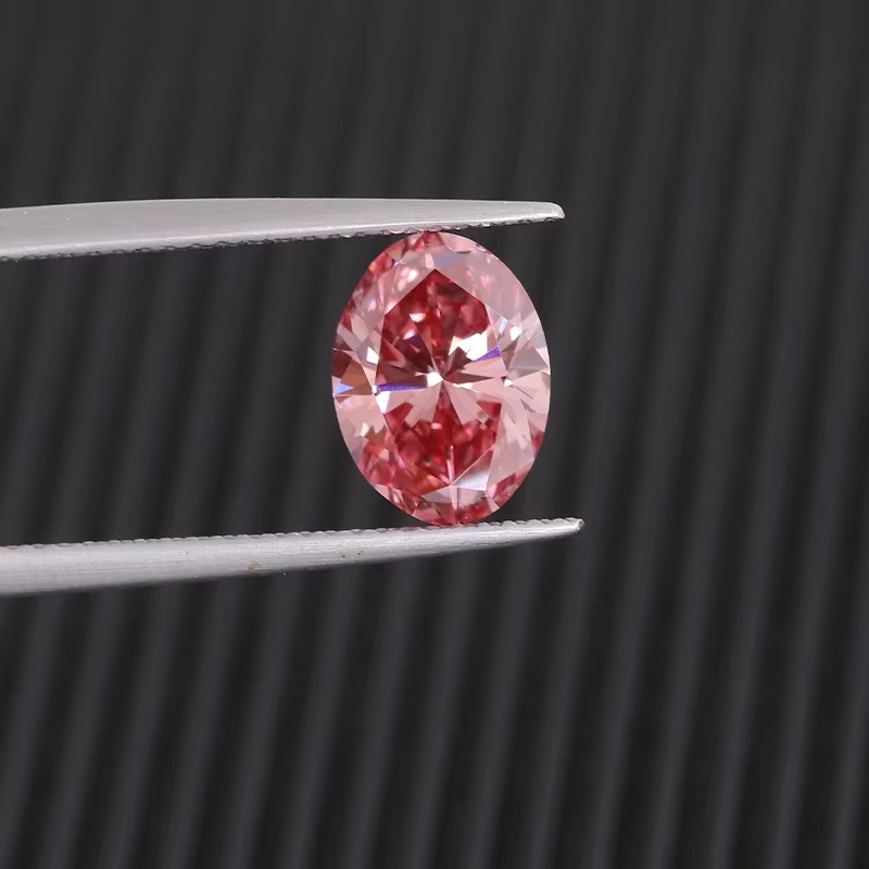 Provence Gem Lab CVD Oval Brilliant Cut Looese Lab Grown Fancy Intense pink Diamond Price for making Jewelry
