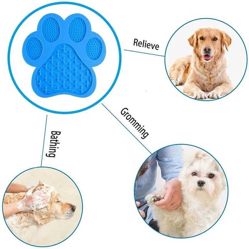 Dog Silicone Licking Pad Paw Shape Pet Slow Food Mat With Suction Cup Slow Food Pet Cat Dog Licking Mat Y250806