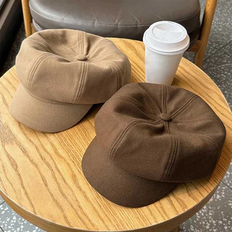 Retro Fashion Women Beret Hat Solid Color Autumn Winter Octagonal Newsboy Girls Berets Painter XJ250807