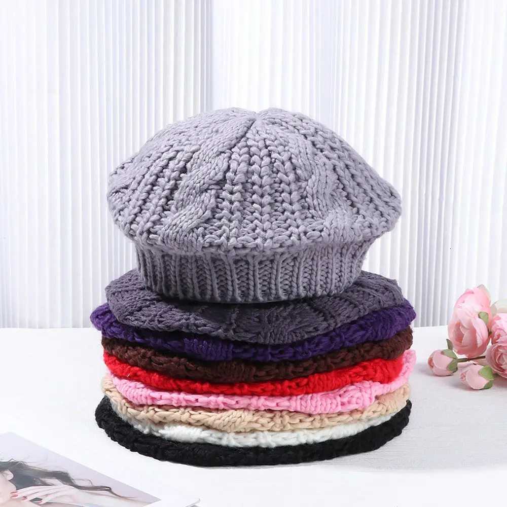 Winter Warm Vintage Ribbed French Artist C Painter Hat Knitted C Beret Hat XJ250807
