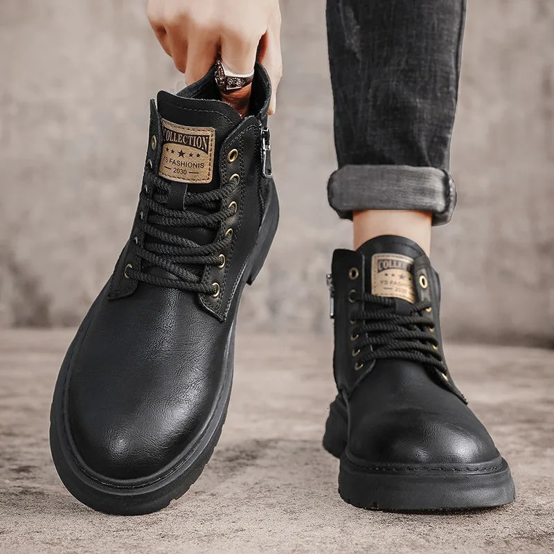 Winter Mens Boots Trendy Mens Shoes British Cargo Boots Outdoor Plus Size Versatile Casual Shoes man shoes ankle boots 250805