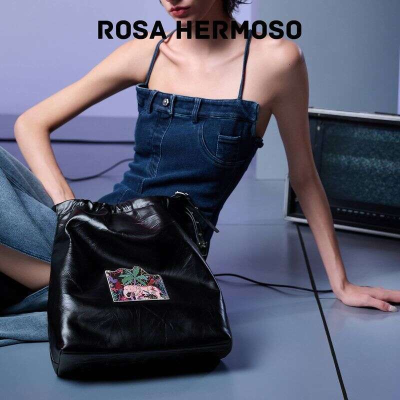 Genuine leather hobo Illustration fashion design women's shoulder bag wrinkled bark layer cowhide crossbody bags