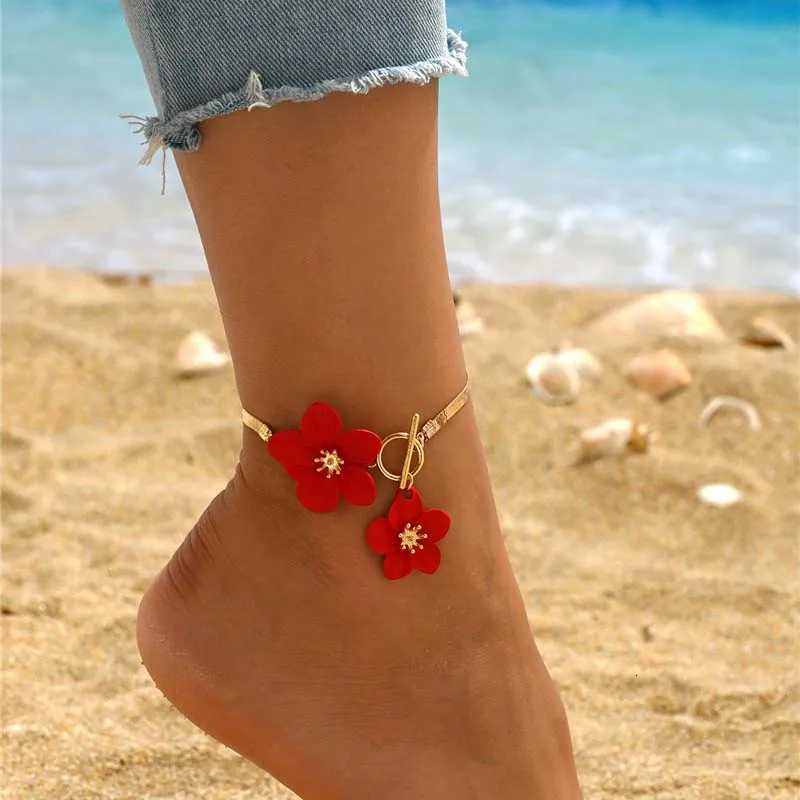 Fashion Cherry Blossom Charm Anklets for Women Summer Beach Accessories Gold Color Chain Anklet Leg s Wedding Gift Y250805