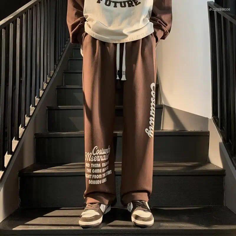 Men's Pants Summer Trendy Brand Printed High Street Straight-leg Trousers Spring And Autumn Loose Drooping Casual Z260315