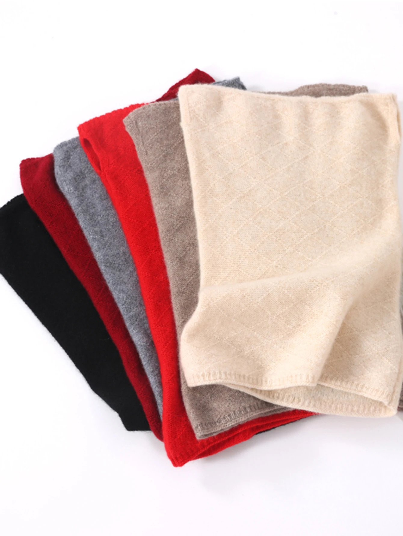 100% Pure Wool Ring Scarf Hollow Out Neckerchief Women Knitted Cashmere Headband Female Neck Warmer Soft Collar 250806