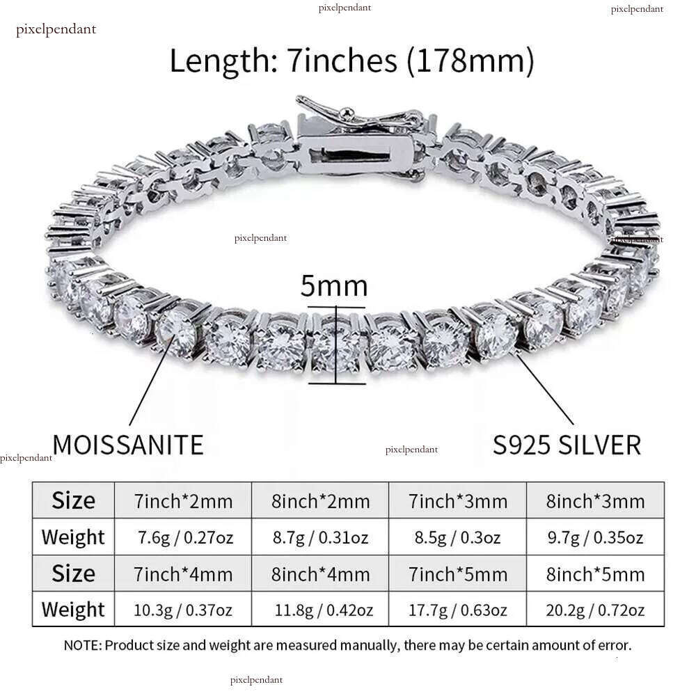 Juncheng GRA VVS Moissanite S Sterg Sier 10K 14K Gold Plated Chain Tennis Bracelet for Men Women Dia