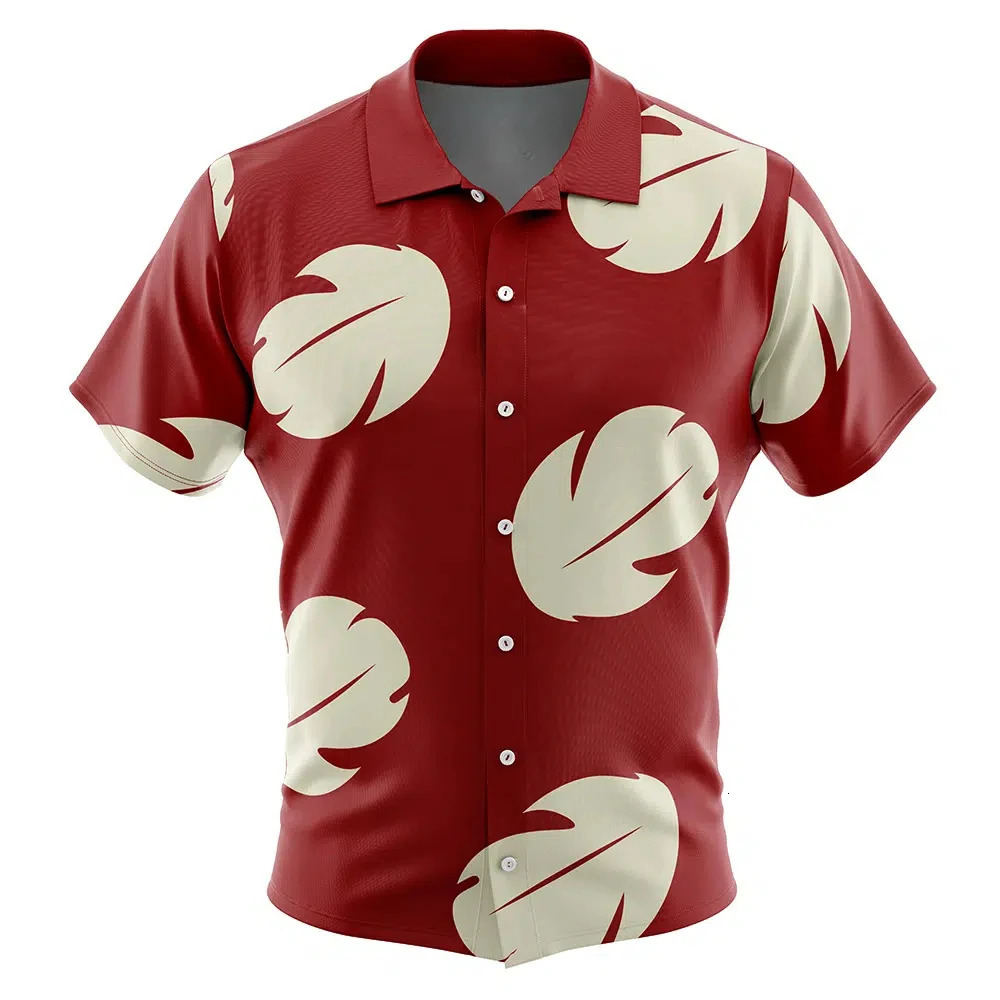 Lilo Dress Pattern Stitch Button UpHawaiian ShirtFashion Trend Breathable Loose Versatile Casual Sports Summer Men 250807