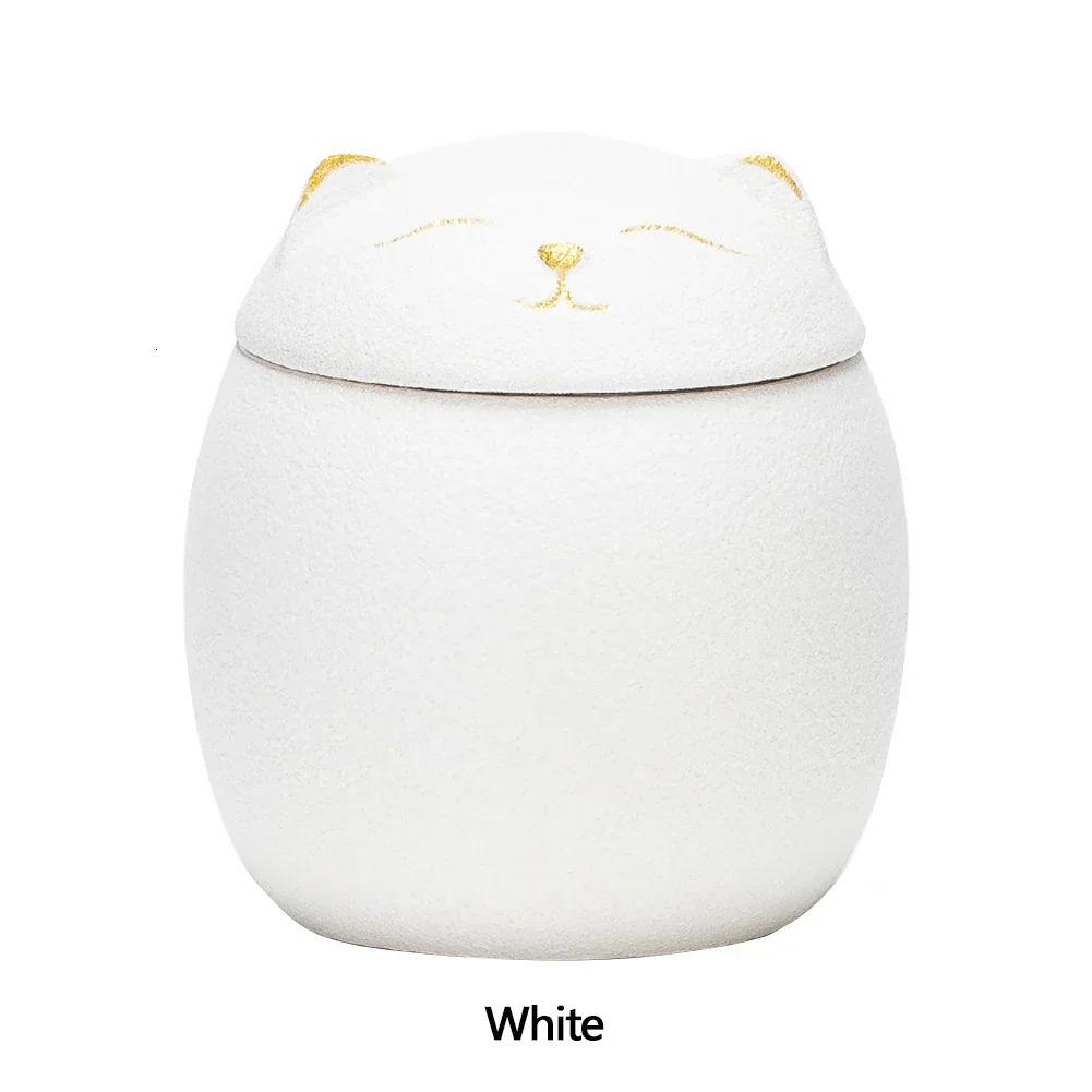 Cat Shape Pet Ceramic Canister Memorial Urn Seal Pot Keepsake Casket Porcelain Jar Pet Ashes Storage Memento Burial Holder 250805