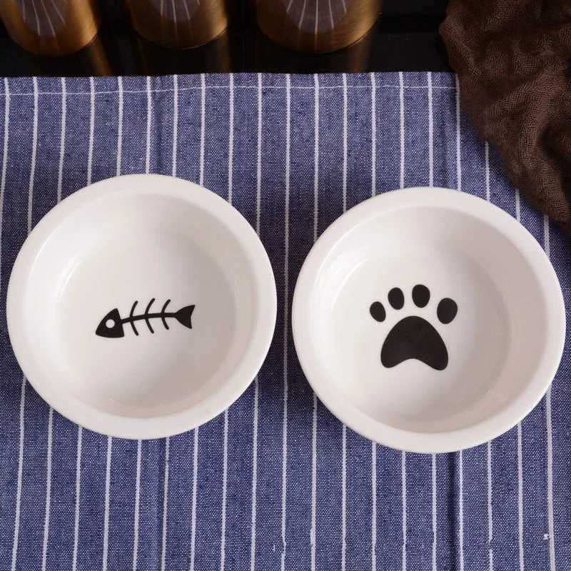Fashion Pet Food Supplies Ceramic Bowl Cute Cat Bowls Water Basin Dog Pot Drinking Eat Bowl Round Ceramic Feeders Pet Supplies Y250806