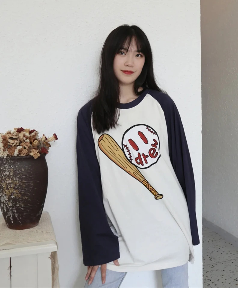 Drew House Mens Clothing Printing logo multicolored long sleeves men's and women's loose New trend Long sleeves Designer luxury