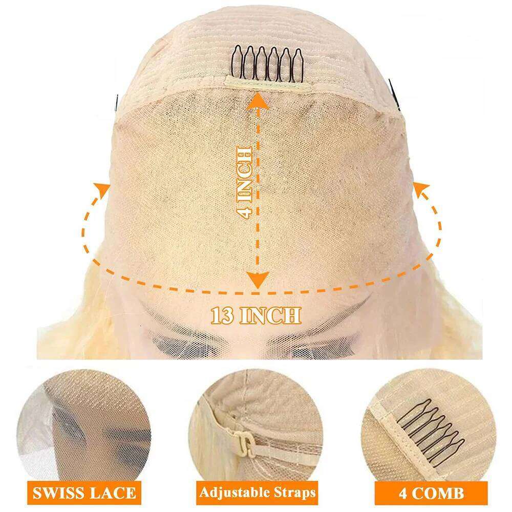 Bob 13X4 13X6 HD Lace Front Wig Human Hair 16 Inch 200% Density 613 Short Straight Blonde Wigs For Black Women