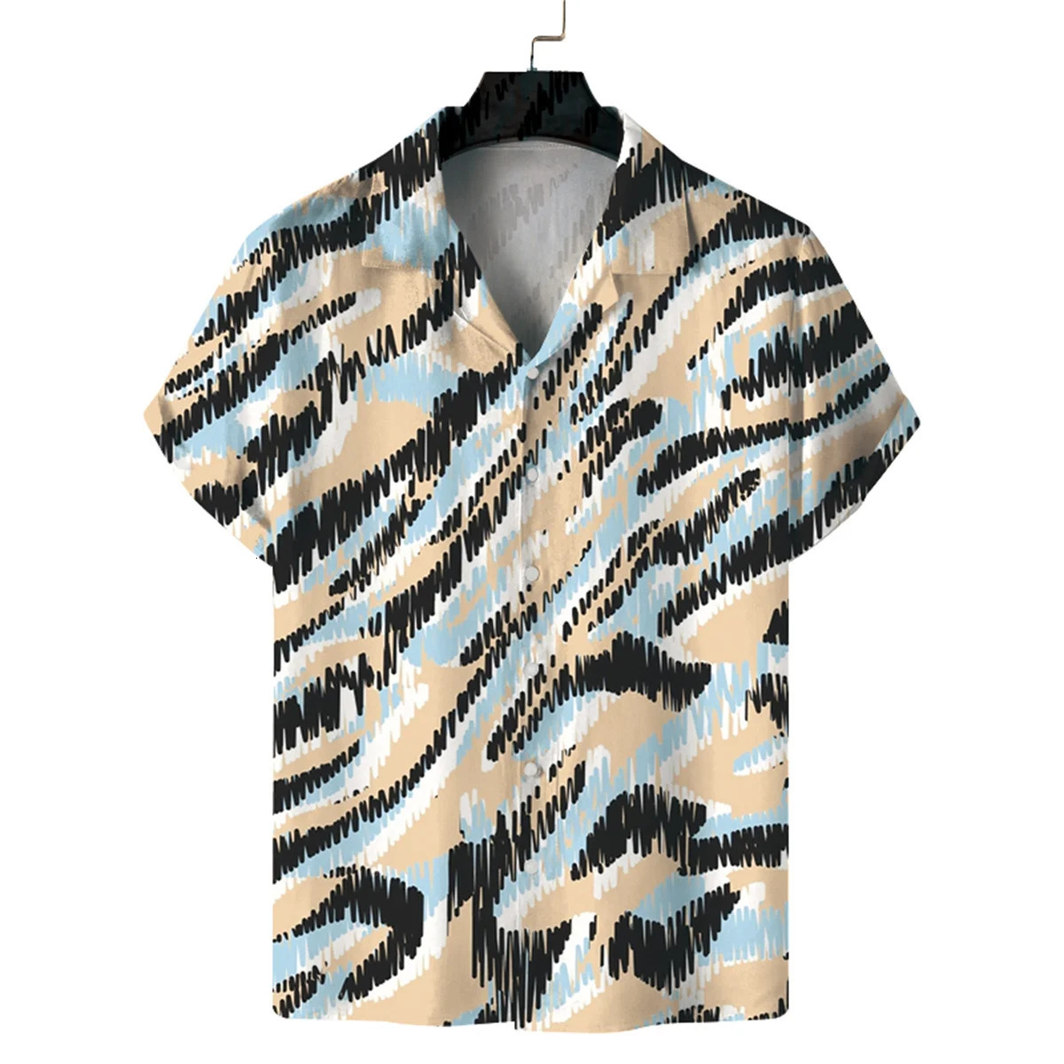 Mens leisure fashion Hawaiian shirt mens short sleeve personalized printed Cuban collar 250807