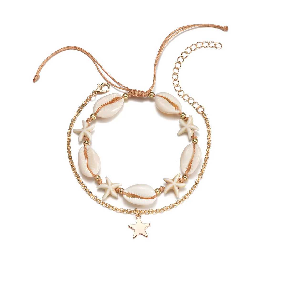 Shell Starfish Anklets for Women Bohemian Anklet Leg Rice Beads Handmade Foot Chain Boho Jewelry Summer Accessories Y250805