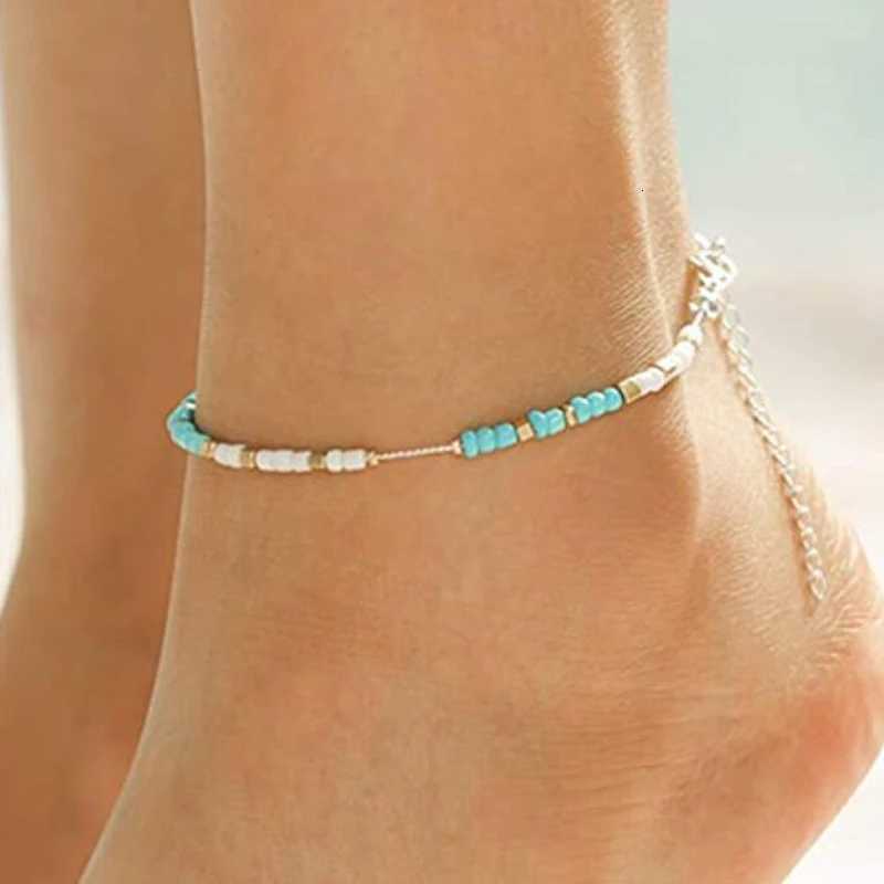 Bohemian Boho Turquoises Beads Stone Anklets For Women Vintage Handmade Color Beads Anklet On Leg Beach Ocean Jewelry Y250805