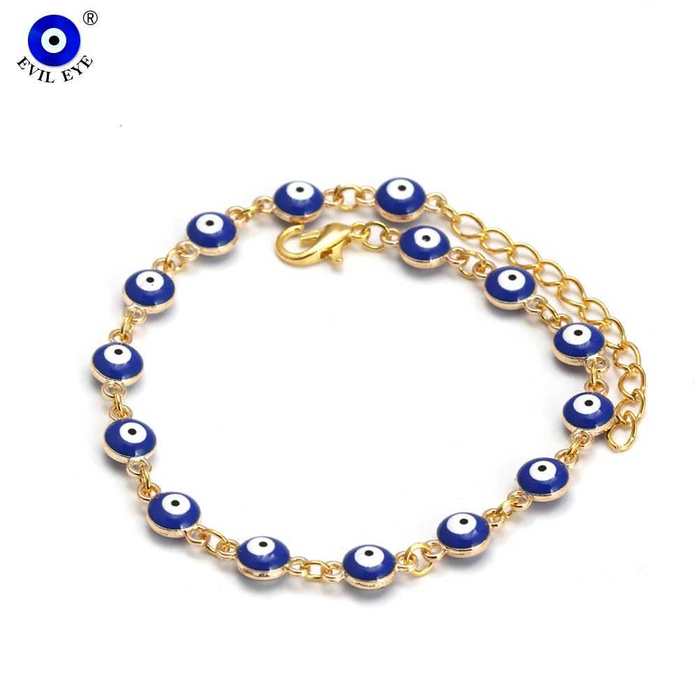 EVIL EYE Adjustable Alloy Foot Chain Women Anklet Drop Oil Turkish Evil Eye Anklet tobilleras mujer chaine de cheville Y250805