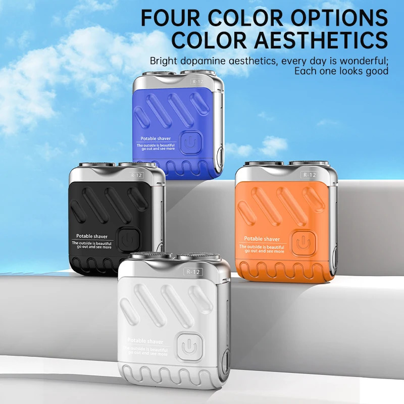 Men Mini Electric Shaver Dual Head Waterproof Type-C Rechargeable Shaver Travel Rotary Razor Portable Hair Beard Trimmer Tool 250805