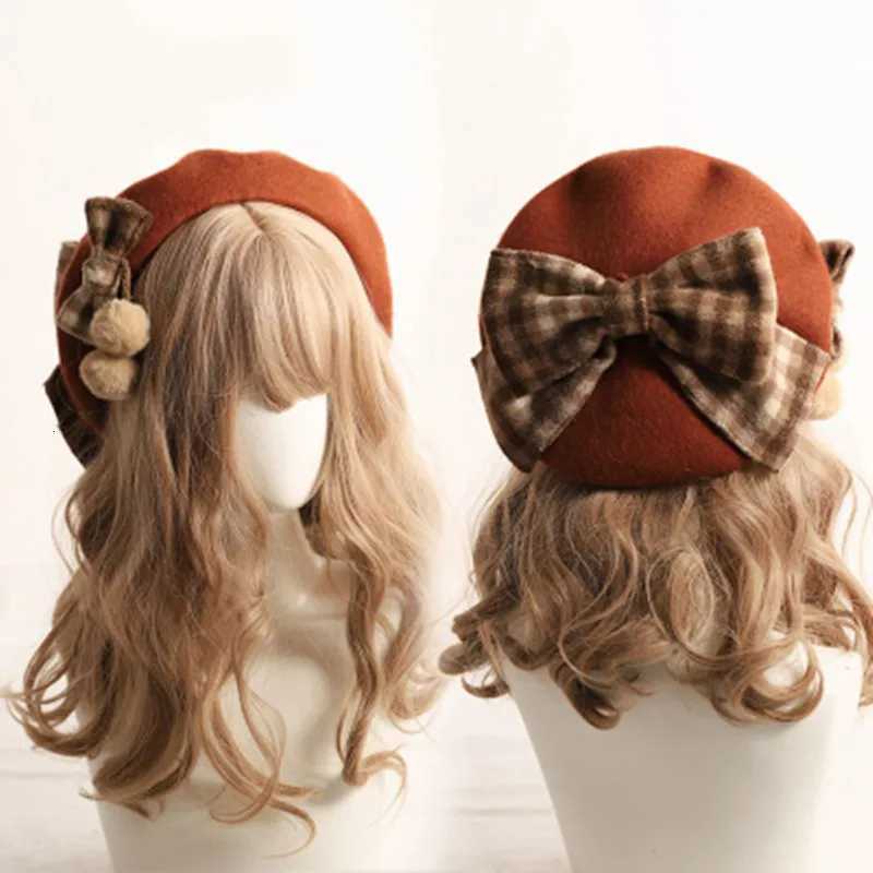 2020 Winter Cute Beret Women New British Fashion Retro Big Bow Plaid Painter Hat Girl Female Beanies Wholesale XJ250807
