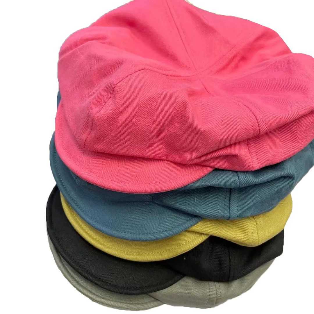 Rose Red! 100% Cotton Oversized Womens Octagonal Hat Stylish Painter Newsboy Cap Painter Cloud She Beret Hats Boinas XJ250807