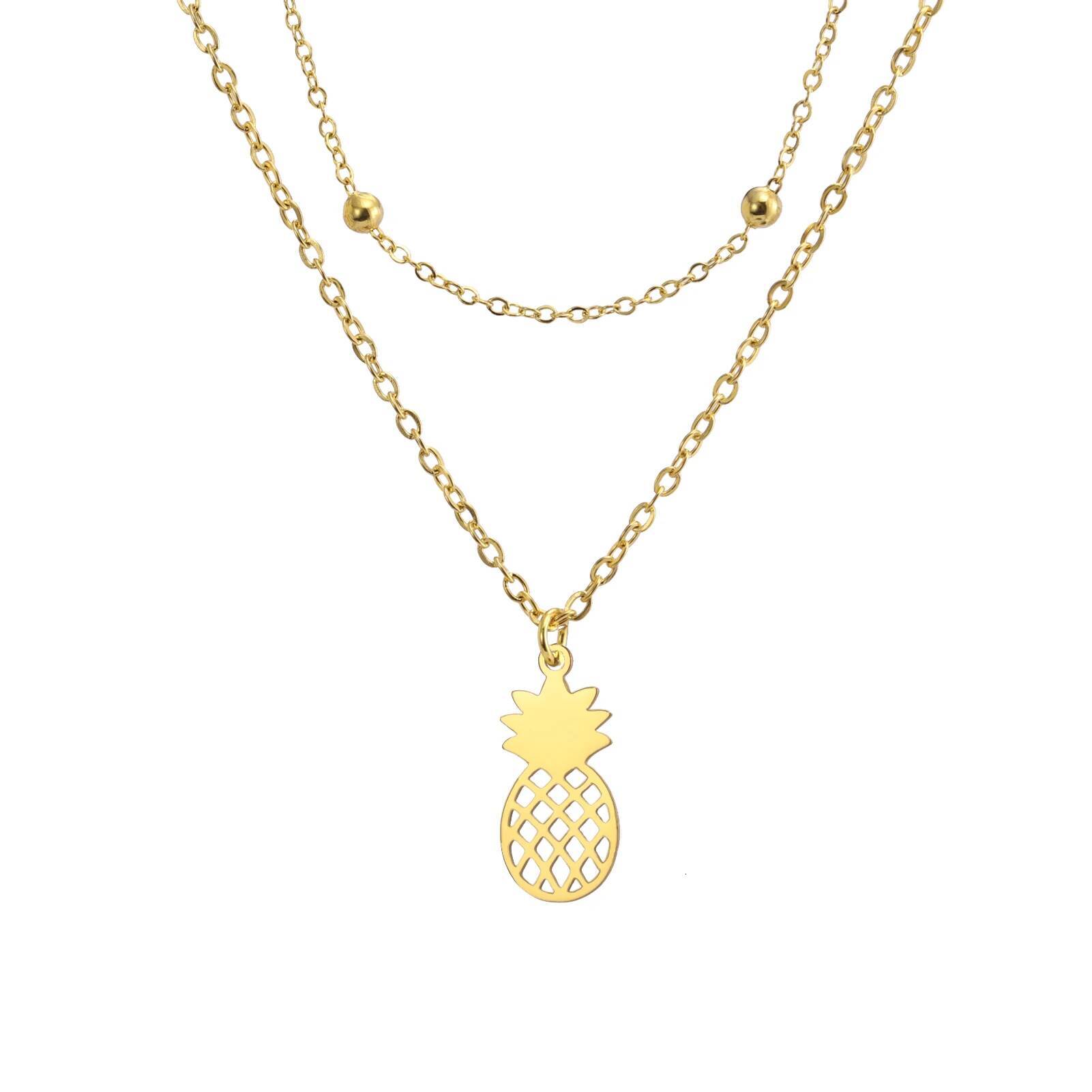 Dreamtimes Minimalist Pineapple Necklace for Women Man Charms Fruit Statement Cactus Stainless Steel Pendant Gifts Wholesale Jewelry for Women