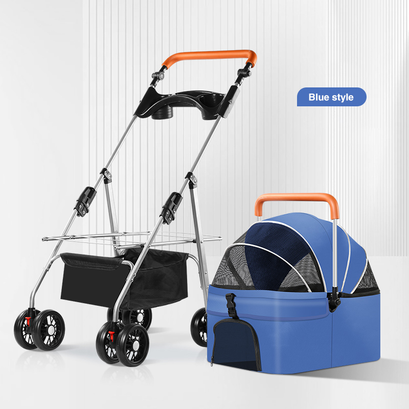 Portable Pet Stroller: Ideal for Small & Medium Dogs & Cats - Detachable Straps + Easy Folding