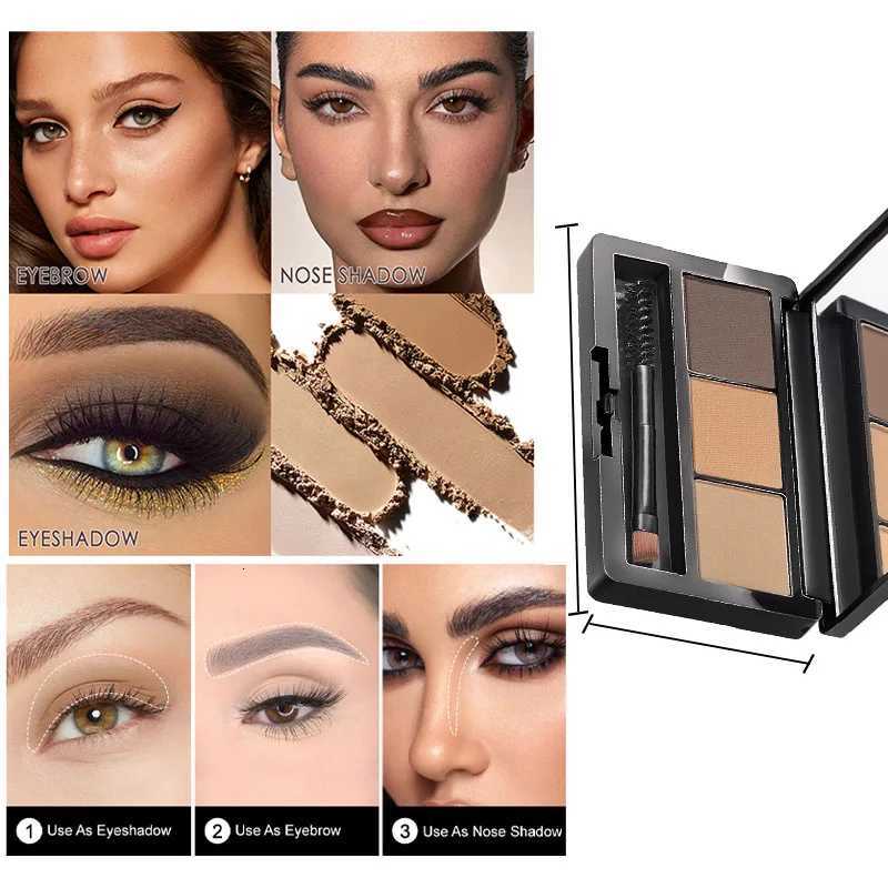 3-in-1 Waterproof Eyebrow Powder Beginner-Friendly with Brush Mirror - Long-Lasting Smudge-Proof Precision Eyebrow Styling W250807