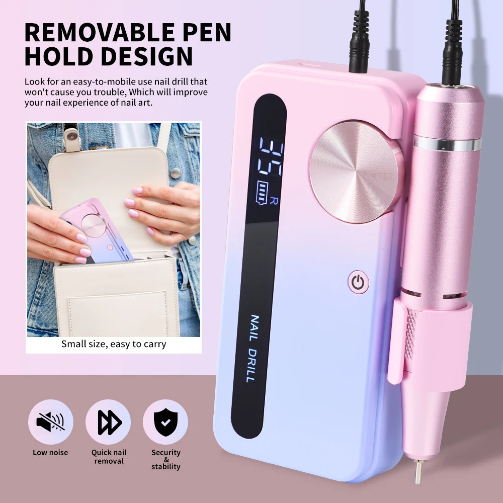 35000RPM Electric Nail Drill Machine Professional Nail Drills for Gel Nails Polish Rechargeable Portable Nail File Manicure Tool 250807